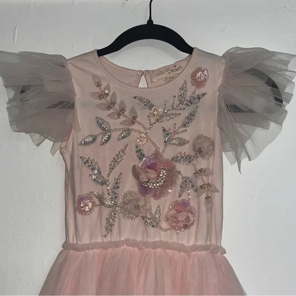 EUC Tutu Du Monde Blush Dress with Beaded & Sequin Details - Picture 3 of 9
